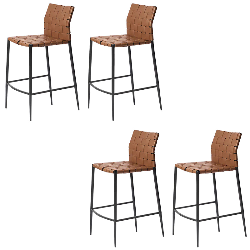 Modern Faux Leather Counter Stool Square Low Back Bar Stool for Indoor