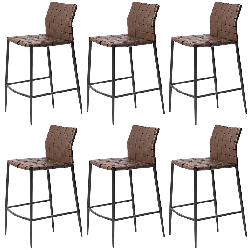Modern Faux Leather Counter Stool Square Low Back Bar Stool for Indoor