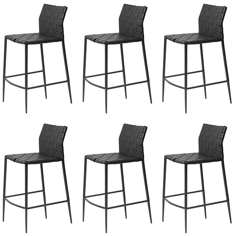 Modern Faux Leather Counter Stool Square Low Back Bar Stool for Indoor