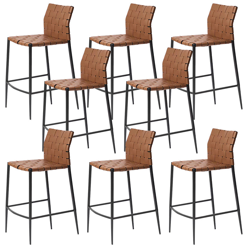 Modern Faux Leather Counter Stool Square Low Back Bar Stool for Indoor