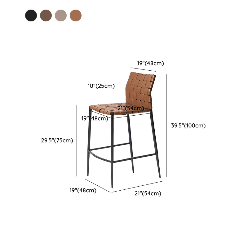 Modern Faux Leather Counter Stool Square Low Back Bar Stool for Indoor