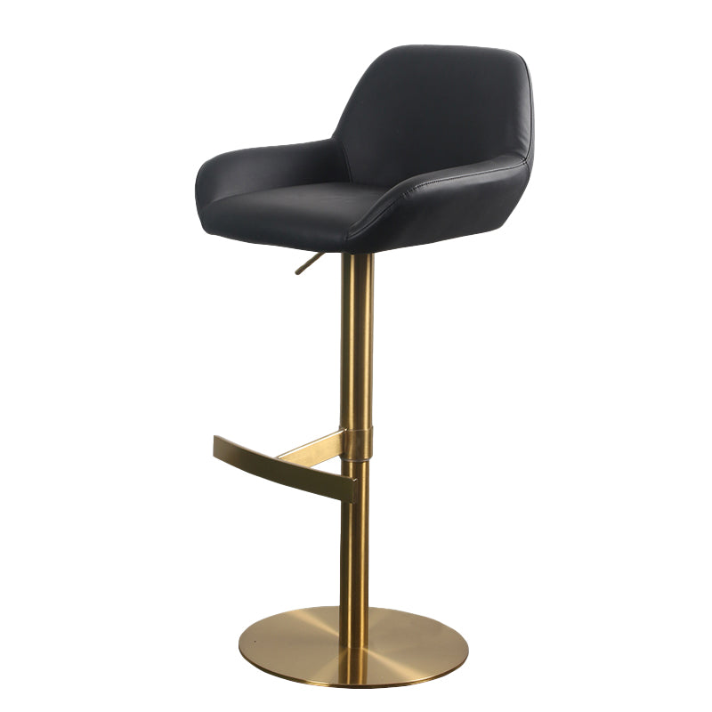 Glam Style Counter Stool Faux Leather Adjustable Height Bar Stool with Swivel