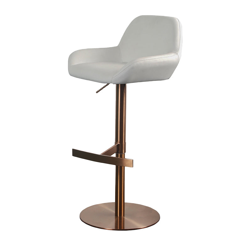 Glam Style Counter Stool Faux Leather Adjustable Height Bar Stool with Swivel