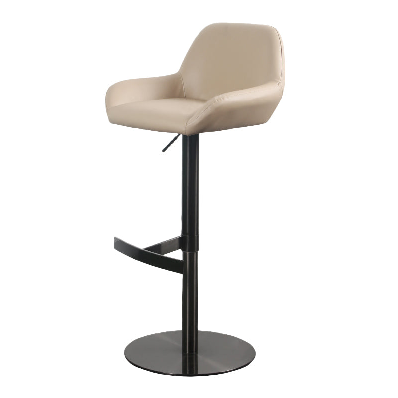 Glam Style Counter Stool Faux Leather Adjustable Height Bar Stool with Swivel