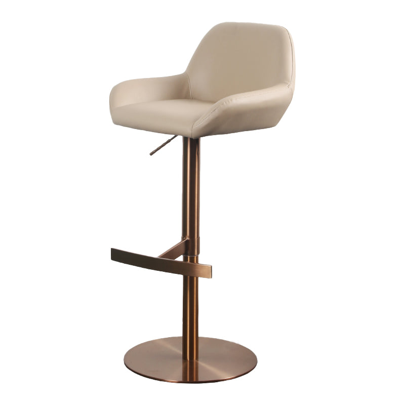 Glam Style Counter Stool Faux Leather Adjustable Height Bar Stool with Swivel