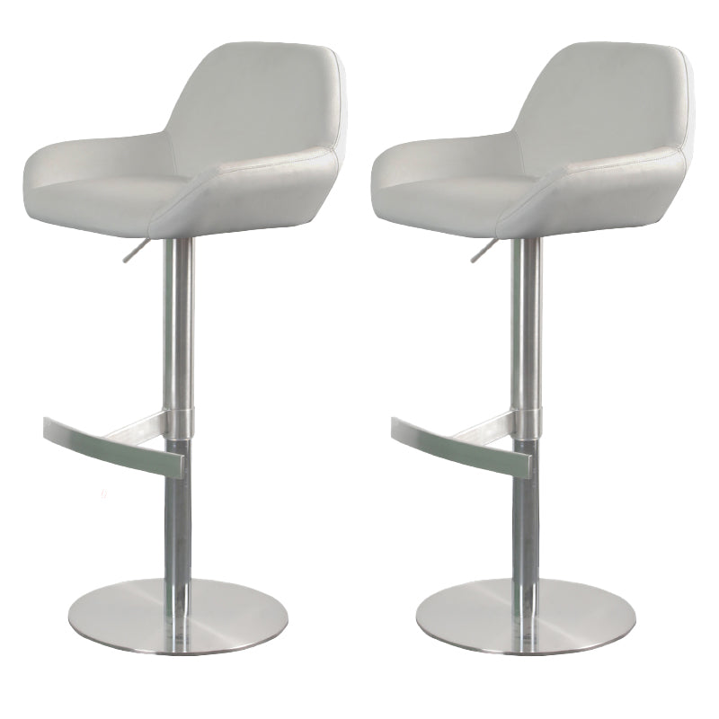 Glam Style Counter Stool Faux Leather Adjustable Height Bar Stool with Swivel