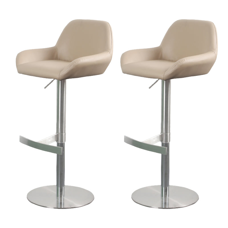 Glam Style Counter Stool Faux Leather Adjustable Height Bar Stool with Swivel