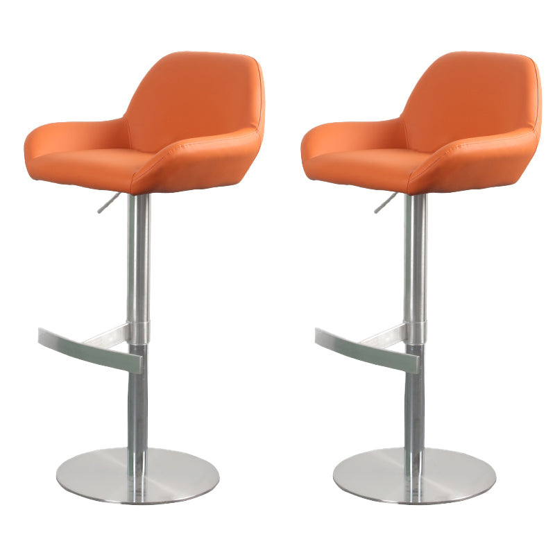 Glam Style Counter Stool Faux Leather Adjustable Height Bar Stool with Swivel