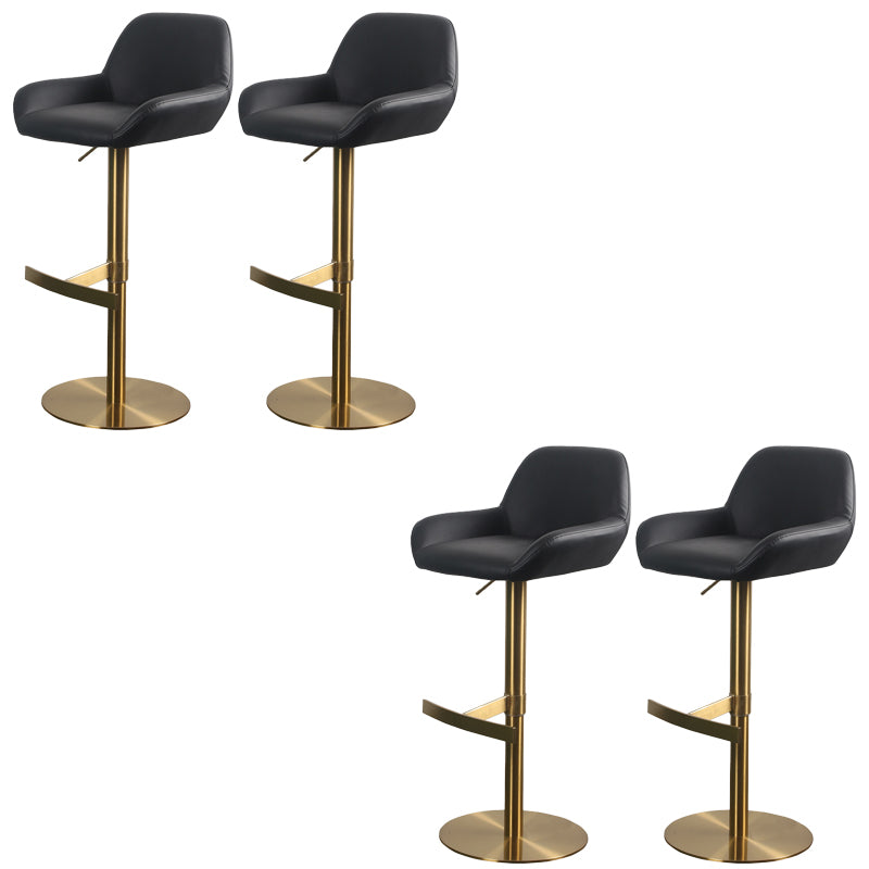 Glam Style Counter Stool Faux Leather Adjustable Height Bar Stool with Swivel
