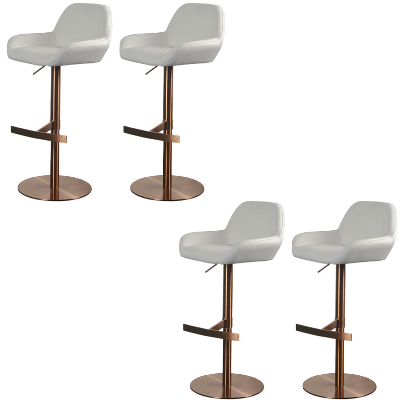 Glam Style Counter Stool Faux Leather Adjustable Height Bar Stool with Swivel