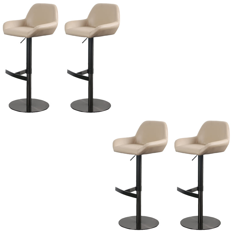 Glam Style Counter Stool Faux Leather Adjustable Height Bar Stool with Swivel