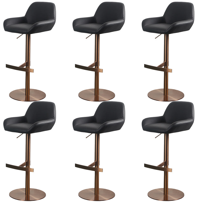 Glam Style Counter Stool Faux Leather Adjustable Height Bar Stool with Swivel