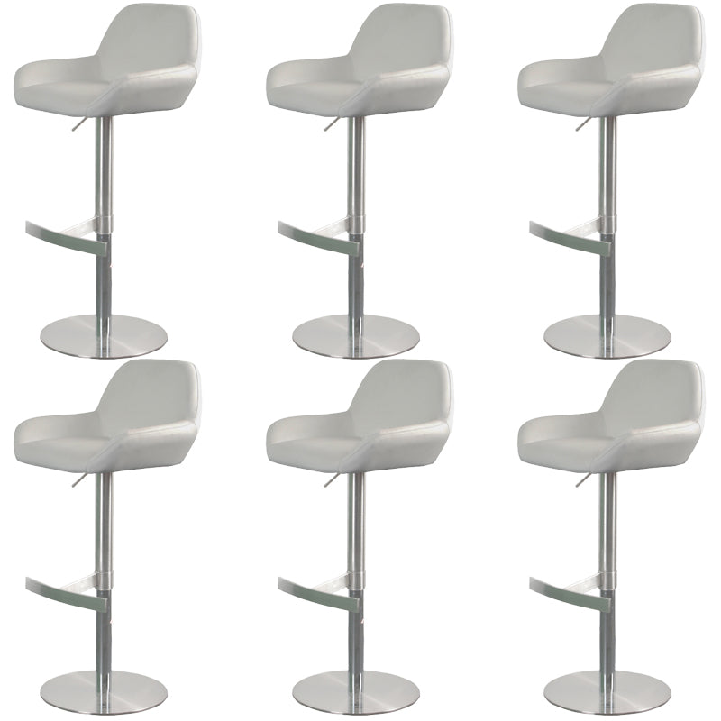 Glam Style Counter Stool Faux Leather Adjustable Height Bar Stool with Swivel