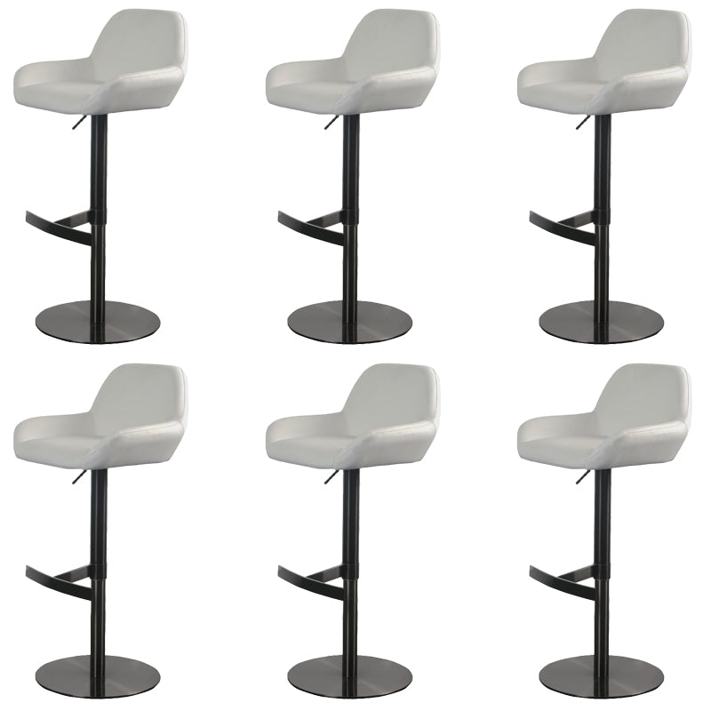 Glam Style Counter Stool Faux Leather Adjustable Height Bar Stool with Swivel