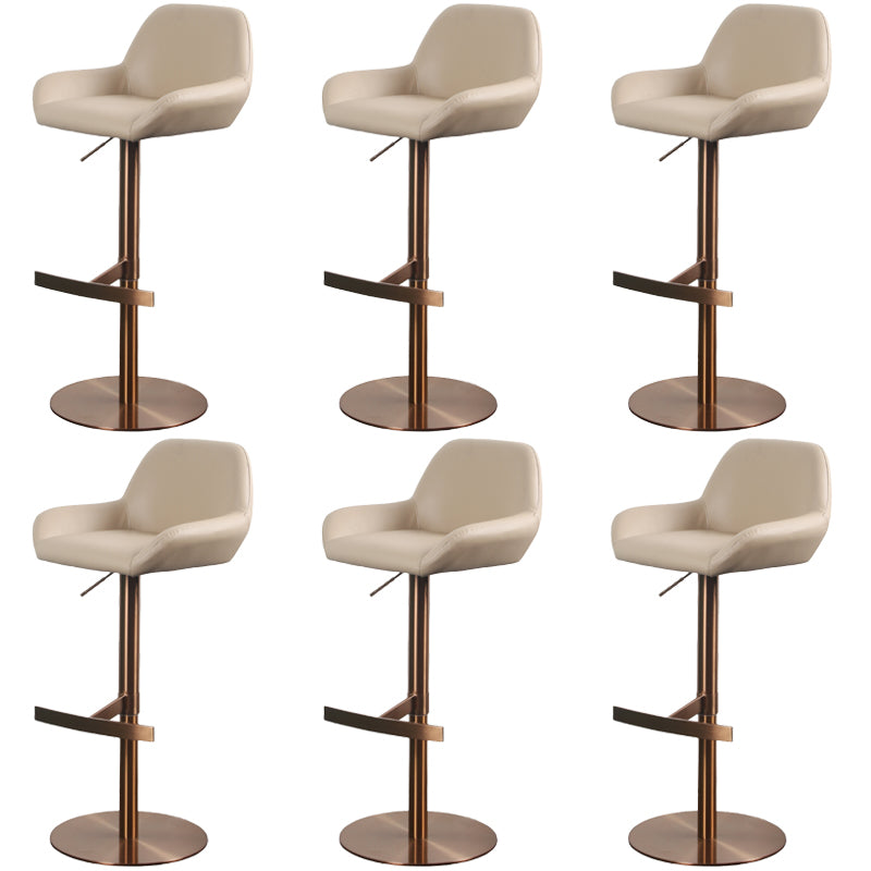 Glam Style Counter Stool Faux Leather Adjustable Height Bar Stool with Swivel