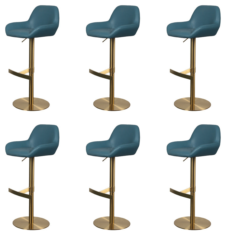 Glam Style Counter Stool Faux Leather Adjustable Height Bar Stool with Swivel