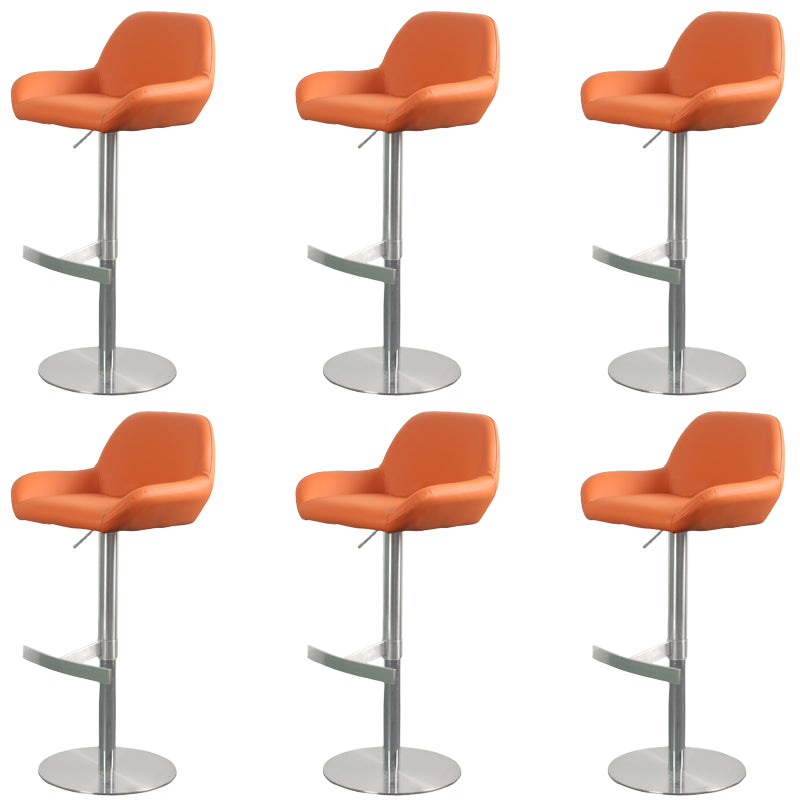 Glam Style Counter Stool Faux Leather Adjustable Height Bar Stool with Swivel