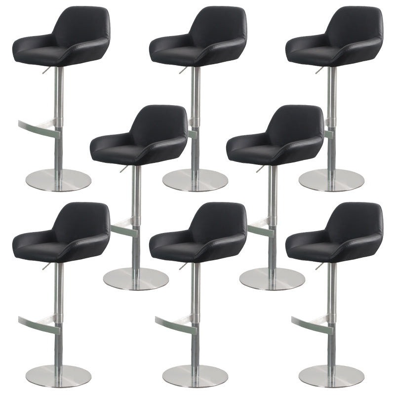 Glam Style Counter Stool Faux Leather Adjustable Height Bar Stool with Swivel