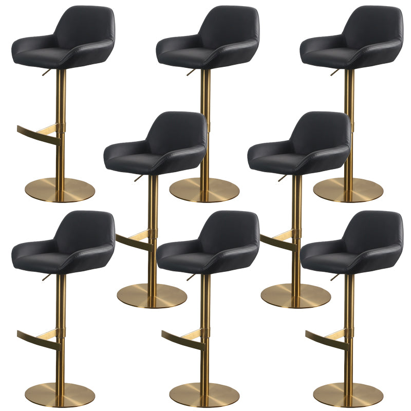 Glam Style Counter Stool Faux Leather Adjustable Height Bar Stool with Swivel