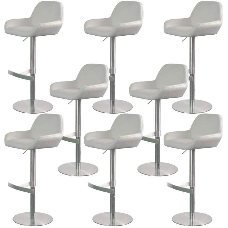 Glam Style Counter Stool Faux Leather Adjustable Height Bar Stool with Swivel