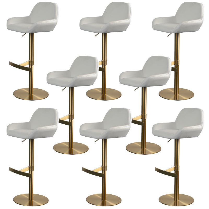 Glam Style Counter Stool Faux Leather Adjustable Height Bar Stool with Swivel