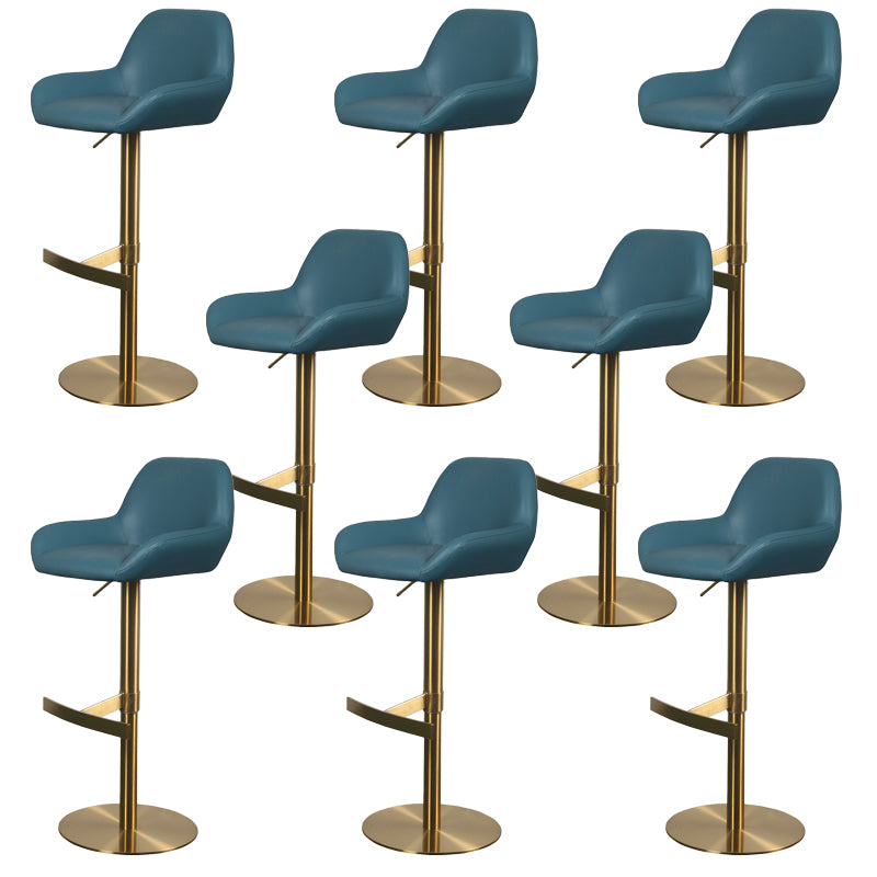 Glam Style Counter Stool Faux Leather Adjustable Height Bar Stool with Swivel