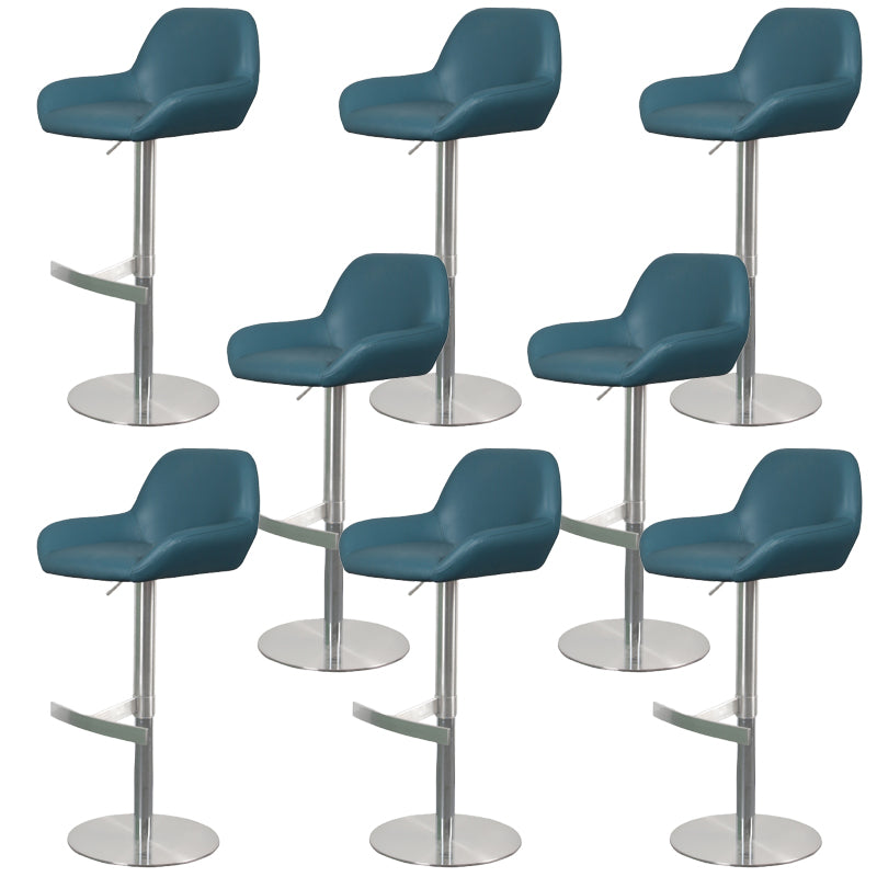 Glam Style Counter Stool Faux Leather Adjustable Height Bar Stool with Swivel