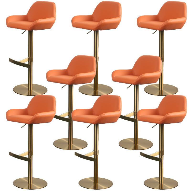 Glam Style Counter Stool Faux Leather Adjustable Height Bar Stool with Swivel