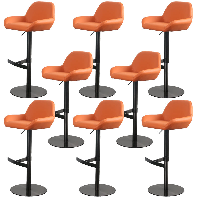 Glam Style Counter Stool Faux Leather Adjustable Height Bar Stool with Swivel