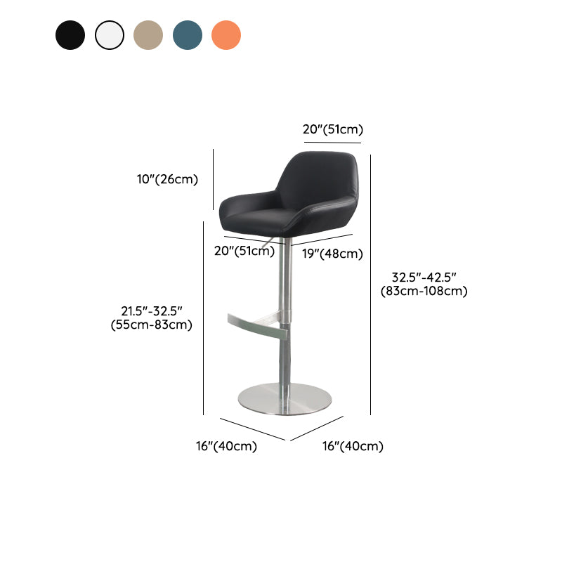 Glam Style Counter Stool Faux Leather Adjustable Height Bar Stool with Swivel