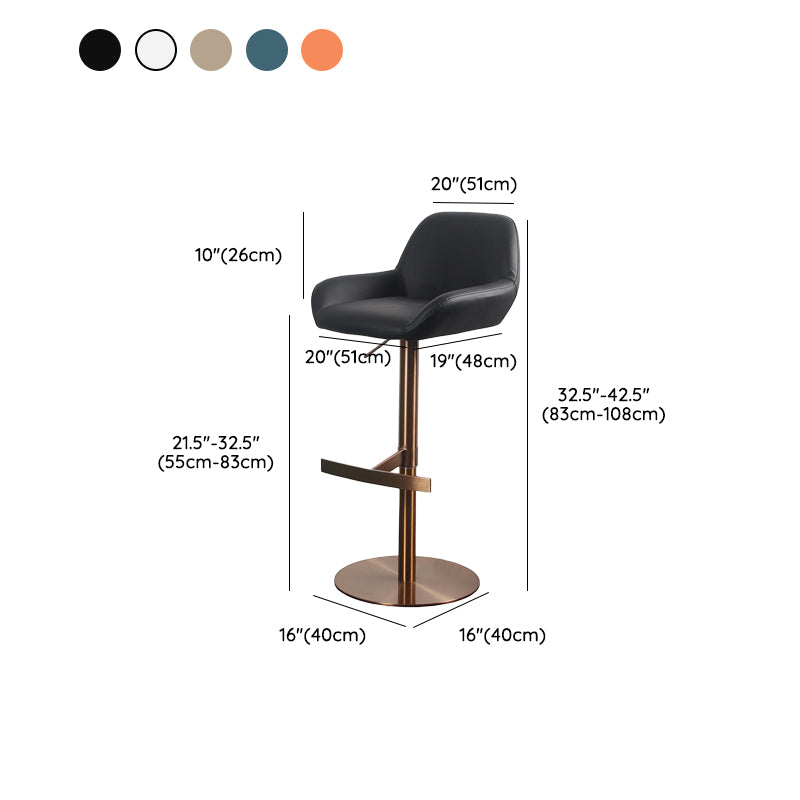 Glam Style Counter Stool Faux Leather Adjustable Height Bar Stool with Swivel