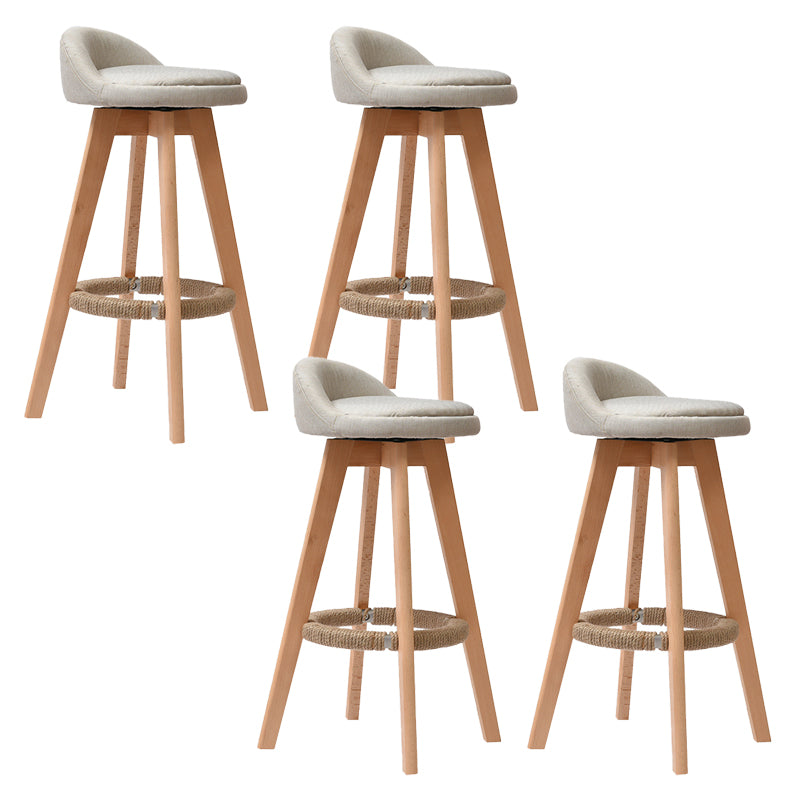 Low Back Dining Stool Beech Armless Bar Stool with Wood Base