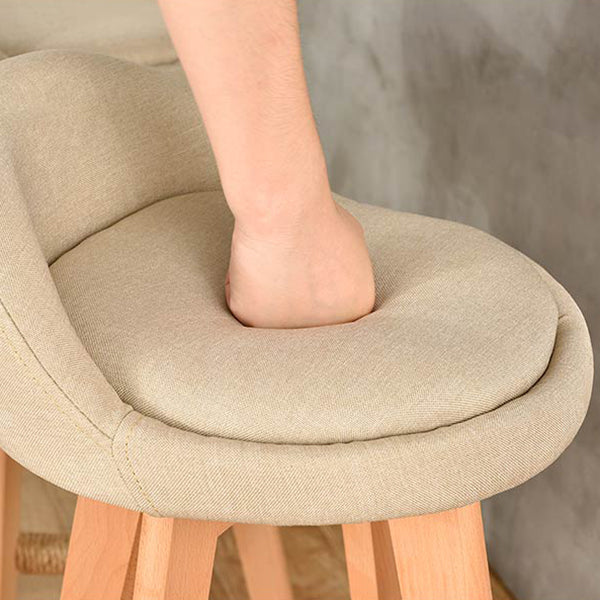 Low Back Dining Stool Beech Armless Bar Stool with Wood Base