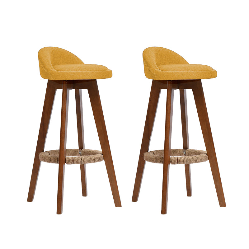 Low Back Dining Stool Beech Armless Bar Stool with Wood Base