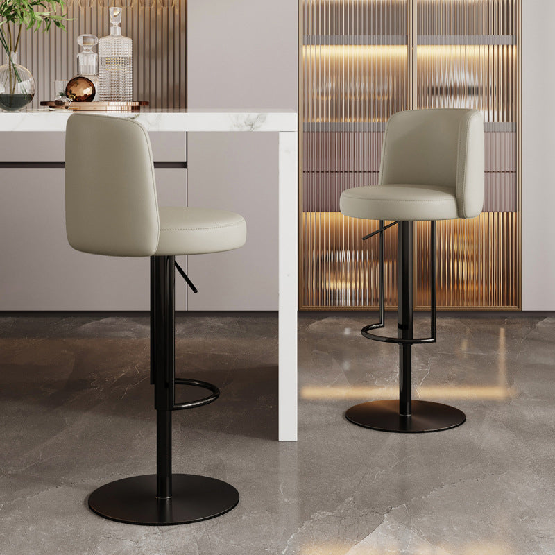 Glam Style Liftable Bar Stool Round Seat Counter Bar Stool with Metal Legs