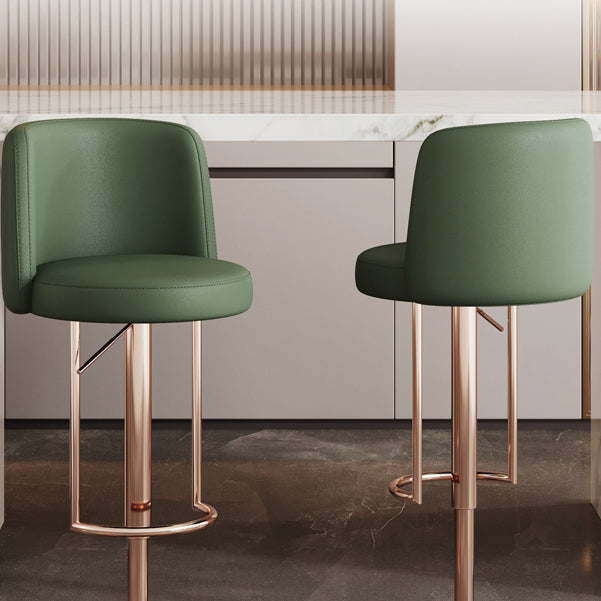 Glam Style Liftable Bar Stool Round Seat Counter Bar Stool with Metal Legs