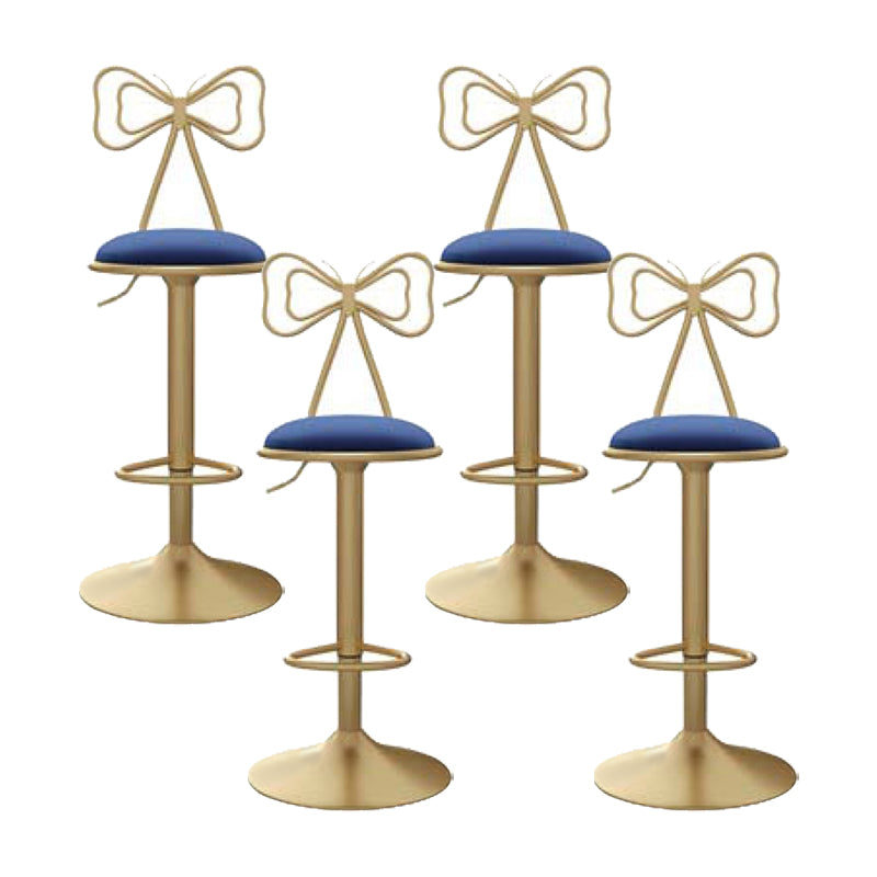 Glam Low Back Dining Stools Adjustable Height Bar Stools with Footrest