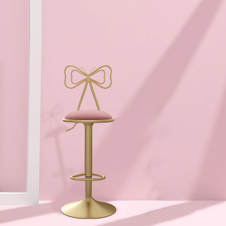 Glam Low Back Dining Stools Adjustable Height Bar Stools with Footrest