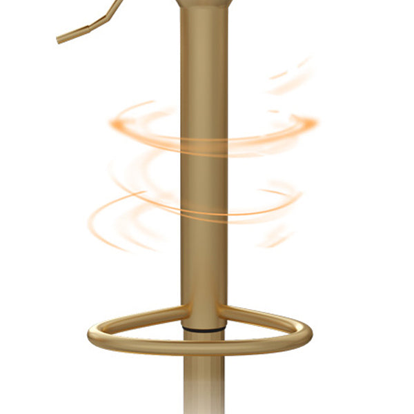 Glam Low Back Dining Stools Adjustable Height Bar Stools with Footrest