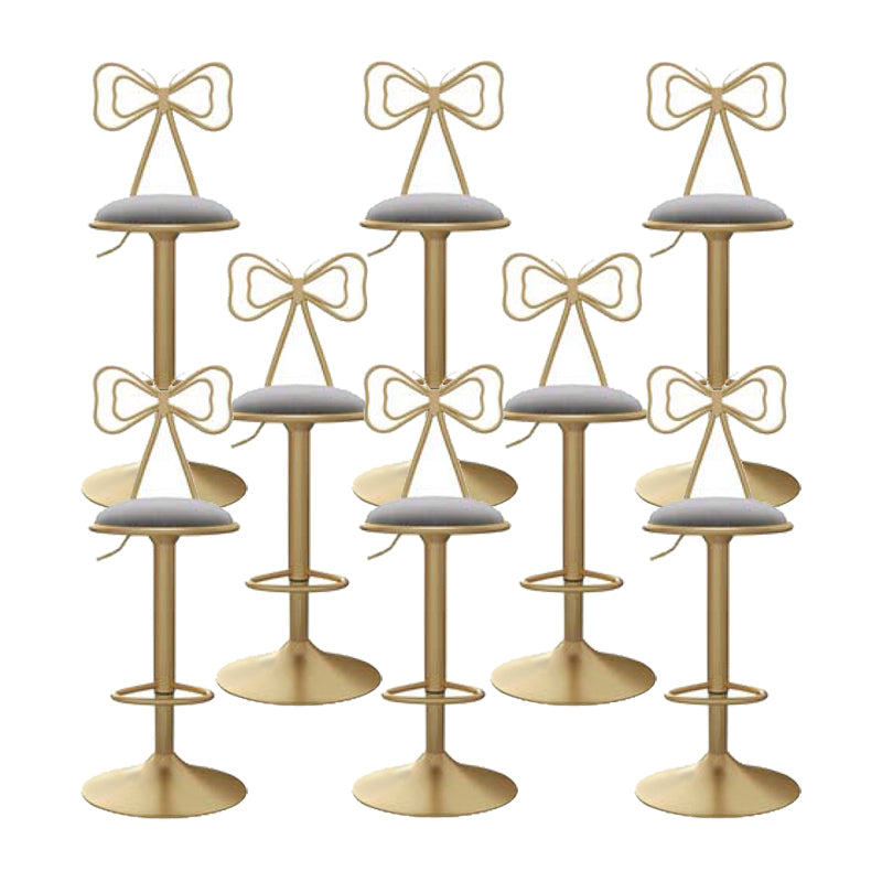 Glam Low Back Dining Stools Adjustable Height Bar Stools with Footrest