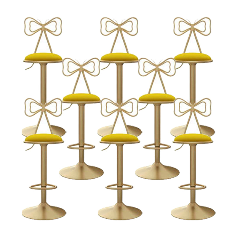 Glam Low Back Dining Stools Adjustable Height Bar Stools with Footrest