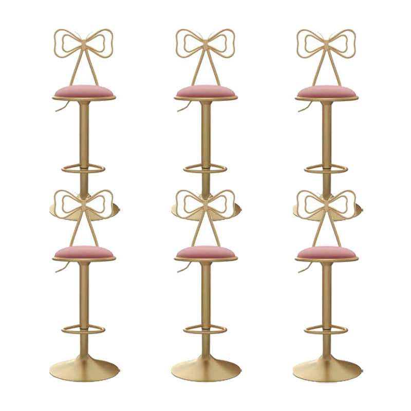 Glam Low Back Dining Stools Adjustable Height Bar Stools with Footrest