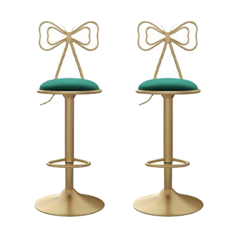 Glam Low Back Dining Stools Adjustable Height Bar Stools with Footrest