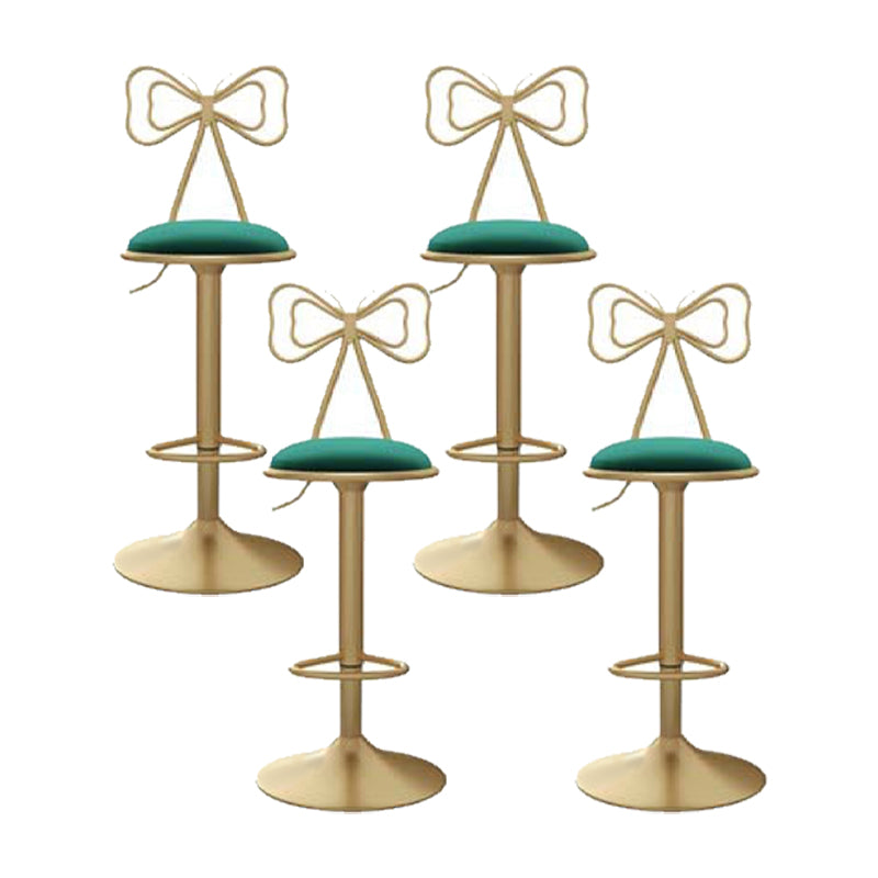 Glam Low Back Dining Stools Adjustable Height Bar Stools with Footrest