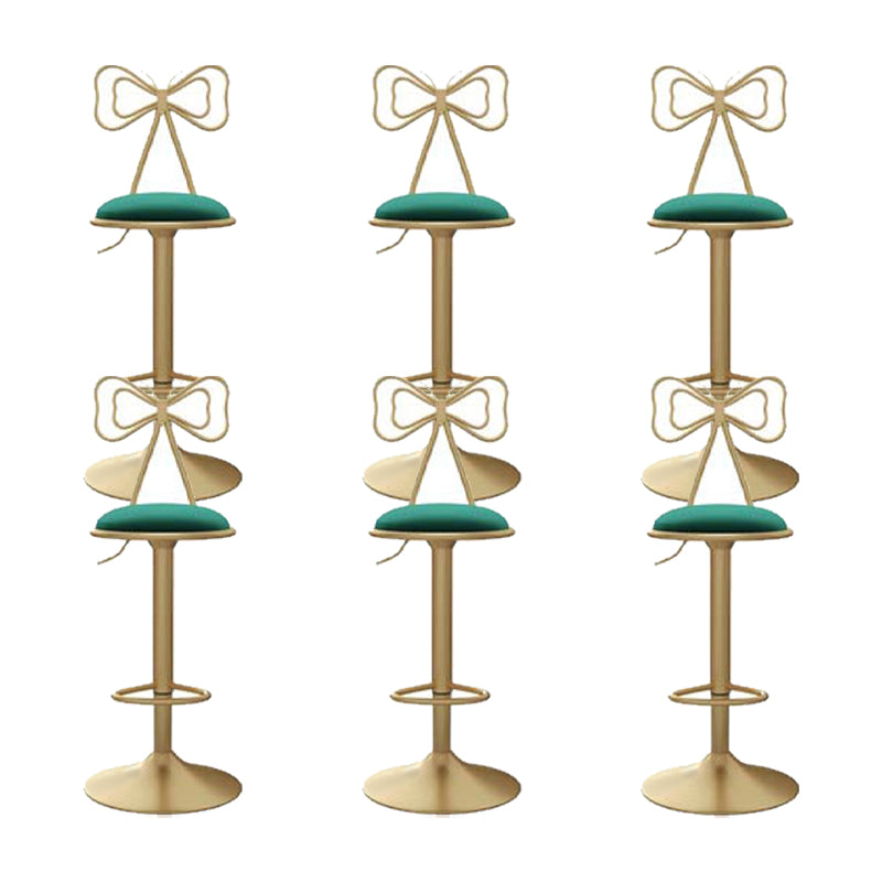 Glam Low Back Dining Stools Adjustable Height Bar Stools with Footrest