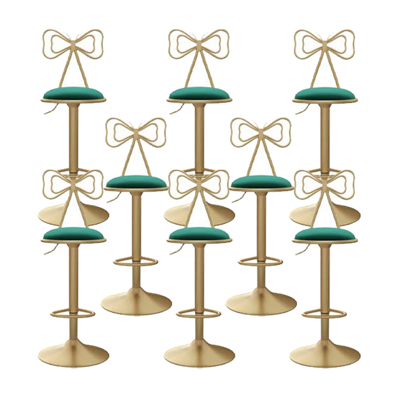 Glam Low Back Dining Stools Adjustable Height Bar Stools with Footrest