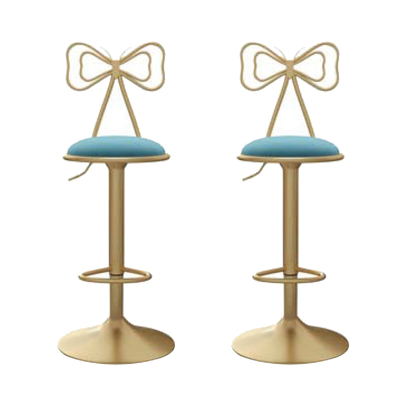 Glam Low Back Dining Stools Adjustable Height Bar Stools with Footrest