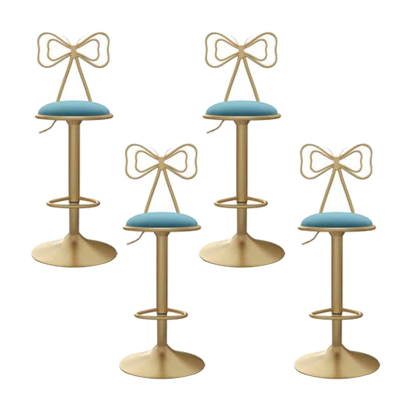 Glam Low Back Dining Stools Adjustable Height Bar Stools with Footrest