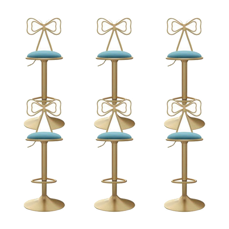 Glam Low Back Dining Stools Adjustable Height Bar Stools with Footrest