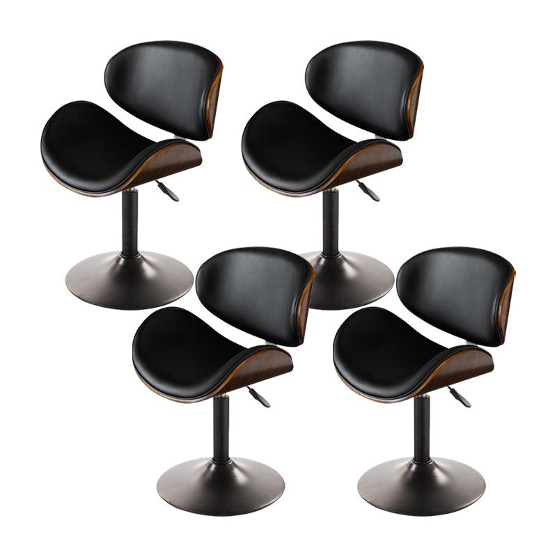 Glam Low Back Dining Stool Adjustable Height Bar Stool with Footrest